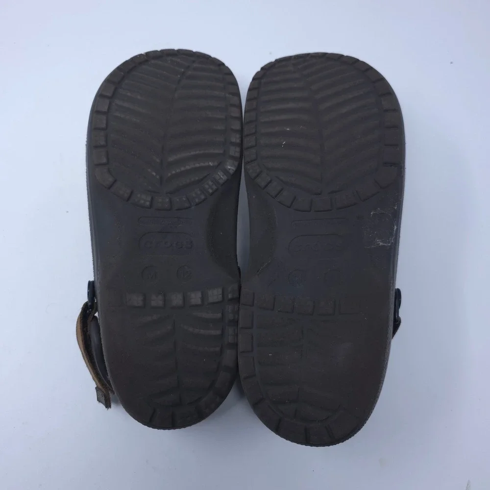 Crocs Yukon Sport Mens Clogs Brown Leather Accents Size 12